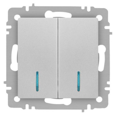 Выключатель 2-кл. СП Accent 6-105-03 10А IP20 250В с подсветкой AL/CU алюм. Intro Б0063511