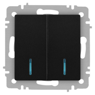 Выключатель 2-кл. СП Accent 6-105-05 10А IP20 250В с подсветкой AL/CU антрацит Intro Б0063516