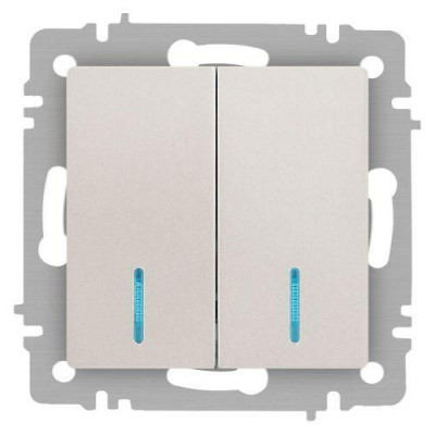 Выключатель 2-кл. СП Accent 6-105-06 10А IP20 250В с подсветкой AL/CU перламутр. Intro Б0063519