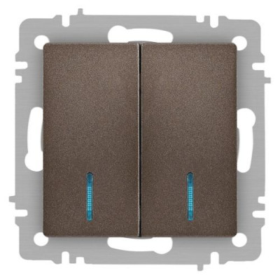 Выключатель 2-кл. СП Accent 6-105-08 10А IP20 250В с подсветкой AL/CU бронза Intro Б0063523