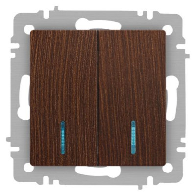Выключатель 2-кл. СП Accent 6-105-10 10А IP20 250В с подсветкой AL/CU венге Intro Б0063527