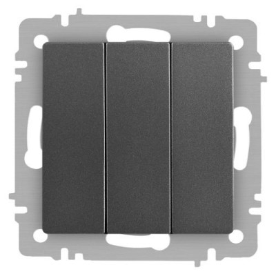Выключатель 3-кл. СП Accent 6-106-07 10А IP20 250В AL/CU графит Intro Б0063544