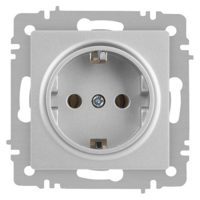 Розетка 1-м СП Accent 6-202-03 16А IP20 250В 2P+E Schuko алюм. Intro Б0063686