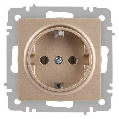 Розетка 1-м СП Accent 6-202-04 16А IP20 250В 2P+E Schuko шампань Intro Б0063690