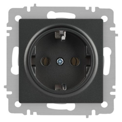 Розетка 1-м СП Accent 6-202-07 16А IP20 250В 2P+E Schuko графит Intro Б0063697
