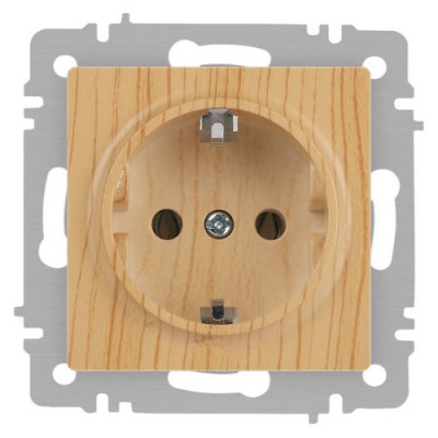 Розетка 1-м СП Accent 6-202-11 16А IP20 250В 2P+E Schuko сосна Intro Б0063706