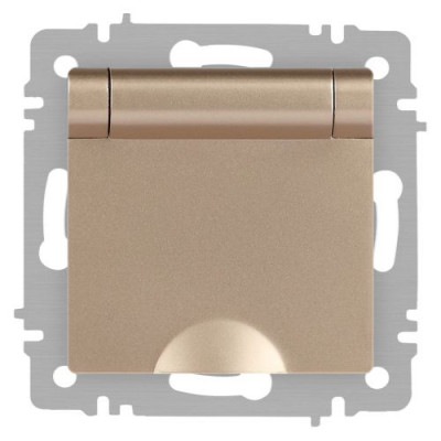 Розетка 1-м СП Accent 6-203-04 16А IP20 250В 2P+E Schuko с крышкой шампань Intro Б0063738