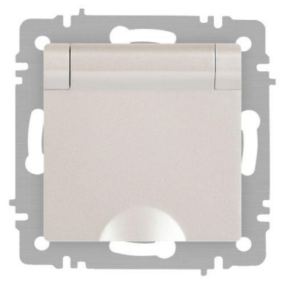 Розетка 1-м СП Accent 6-203-06 16А IP20 250В 2P+E Schuko с крышкой AL/CU перламутр. Intro Б0063429