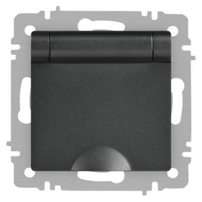 Розетка 1-м СП Accent 6-203-07 16А IP20 250В 2P+E Schuko с крышкой AL/CU графит Intro Б0063441