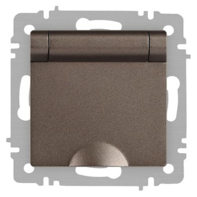 Розетка 1-м СП Accent 6-203-08 16А IP20 250В 2P+E Schuko с крышкой AL/CU Accent бронза Intro Б0063436