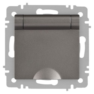 Розетка 1-м СП Accent 6-203-09 16А IP20 250В 2P+E Schuko с крышкой AL/CU титан Intro Б0063471