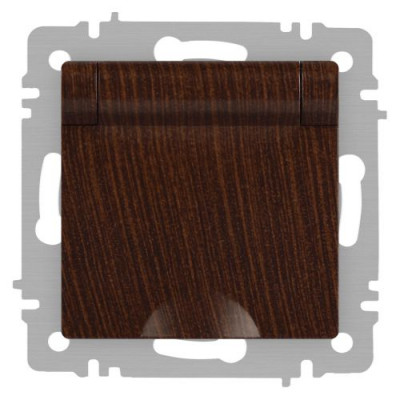 Розетка 1-м СП Accent 6-203-10 16А IP20 250В 2P+E Schuko с крышкой AL/CU венге Intro Б0063454