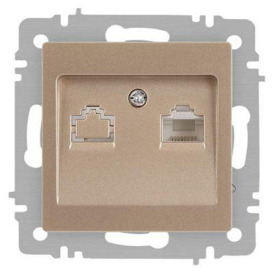 Розетка компьютерная 1-м СП Accent 6-303-04 RJ45 IP20 шампань Intro Б0063632