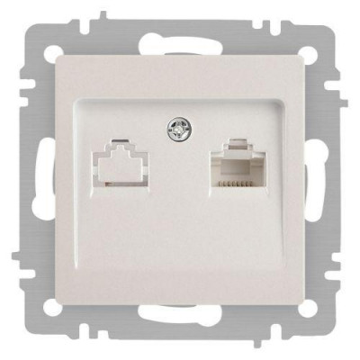 Розетка компьютерная 1-м СП Accent 6-303-06 RJ45 IP20 перламутр. Intro Б0063636