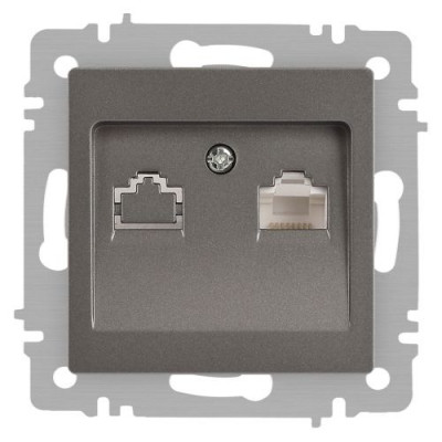 Розетка компьютерная 1-м СП Accent 6-303-09 RJ45 IP20 титан Intro Б0063642