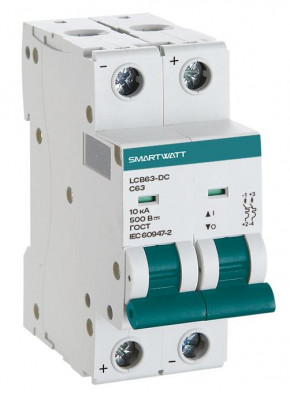 Выключатель автоматический модульный PDE LCB63H-DC-C25/2 25А 2P кривая C 10кА SmartWatt 4512020490091
