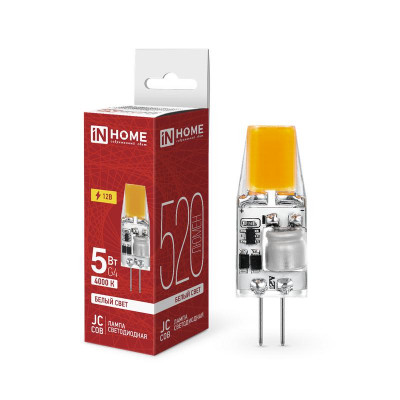 Лампа светодиодная LED-JC-COB 5Вт 12В G4 4000К 520лм IN HOME 4690612060262