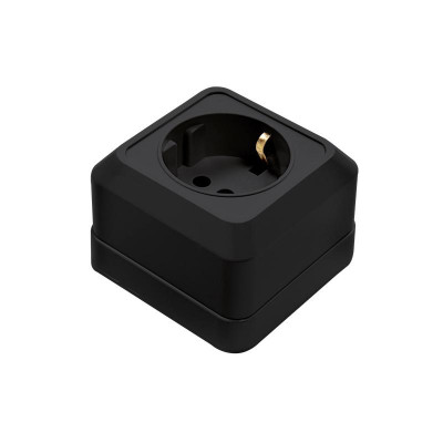 Розетка 1-м BOLLETO с заземл. накладная 7028B черн. IN HOME 4690612061047