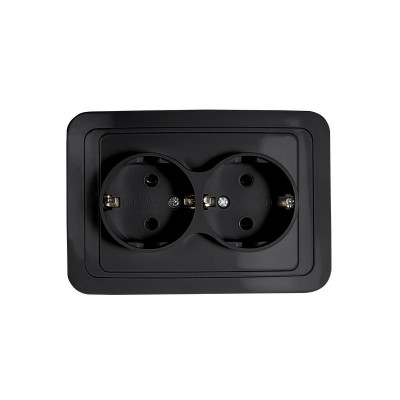 Розетка 2-м CLASSICO с заземл. 2128B черн. IN HOME 4690612061122