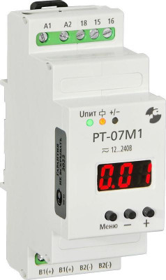 Реле контроля тока РТ-07М1 0-5А пост./50Гц контроль превыш. установ. велич. тока индик. текущего знач. тока питание от сети 12-240В пост./50Гц задержка срабат. 0.32-600с ток контактов исп. реле 8А 1п УХЛ4 Реле и Автоматика A8223-02837486