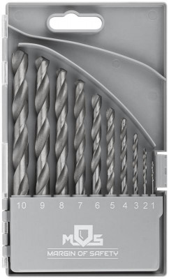 Набор сверл по металлу HSS угол заточки 118град. пласт. кейс 10шт (1-2-3-4-5-6-7-8-9-10мм) MOS 35601М