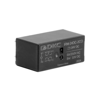 Реле миниатюрное низкопрофильное 2CO ком. ток 8А AgSnO2 напряжение 230В AC DKC IRM-230AC-2CO