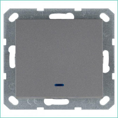 Выключатель 1-кл. 10А IP20 с подсветкой механизм алюм. Jasmart G3011NS