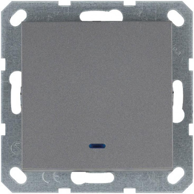 Переключатель проходной 1-кл. 10А IP20 с подсветкой механизм алюм. Jasmart G3012NS