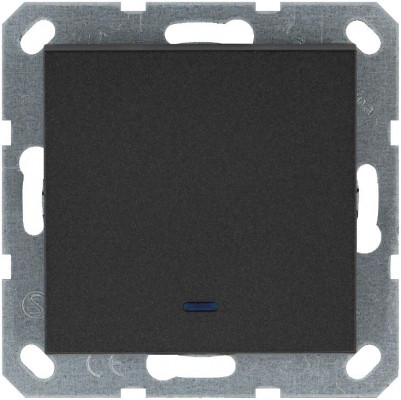 Переключатель проходной 1-кл. 10А IP20 с подсветкой механизм антрацит Jasmart G3012NB
