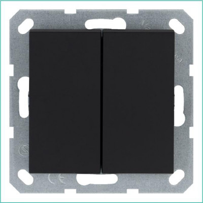 Переключатель проходной 2-кл. 10А IP20 механизм черн. матов. soft touch Jasmart G3022PB