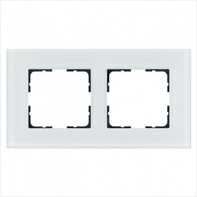 Рамка 2-м G-Glass стекло бел. White Glass Jasmart G1002GW