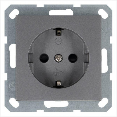 Розетка 1-м Shuko 16А IP20 с заземл. защ. шторки механизм алюм. Jasmart G5501S