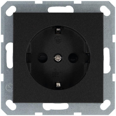 Розетка 1-м Shuko 16А IP20 с заземл. защ. шторки механизм антрацит Jasmart G5501B