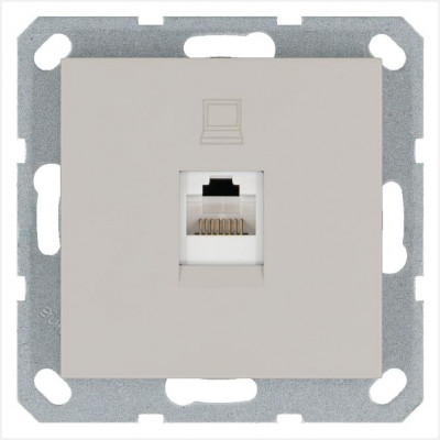 Розетка компьютерная 1-м RJ45 IP20 кат. 5E механизм тауп Jasmart G6105T