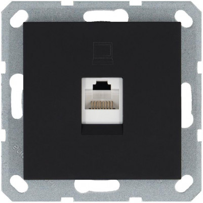 Розетка компьютерная 1-м RJ45 IP20 кат. 5E механизм черн. матов. soft touch Jasmart G6105PB