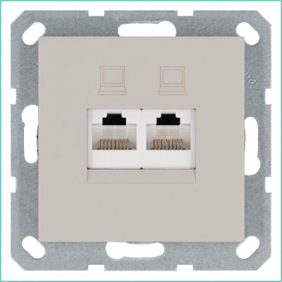 Розетка компьютерная 2-м RJ45 IP20 кат. 6 механизм тауп Jasmart G6108T