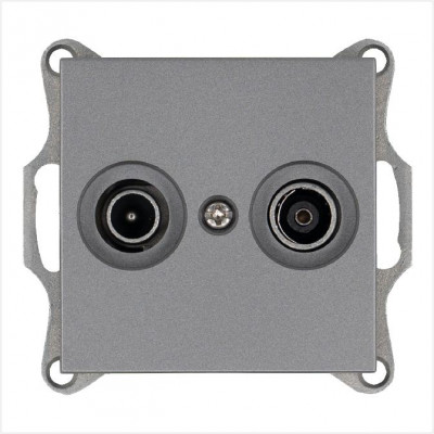 Розетка телевизионная оконечная TV + FM 2-м Ф9.5мм механизм алюм. Jasmart G6204S