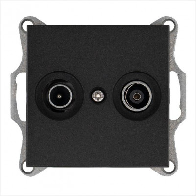 Розетка телевизионная оконечная TV + FM 2-м Ф9.5мм механизм антрацит Jasmart G6204B