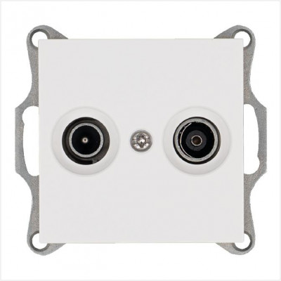 Розетка телевизионная оконечная TV + FM 2-м Ф9.5мм механизм бел. глянцевый Jasmart G6204W