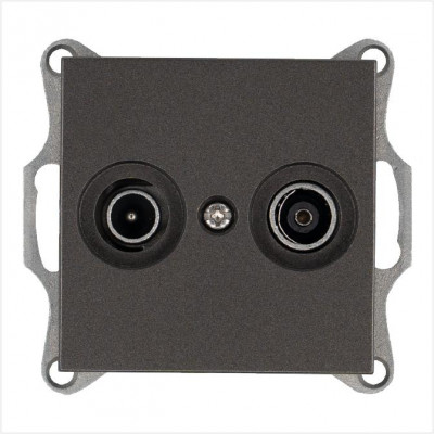 Розетка телевизионная оконечная TV + FM 2-м Ф9.5мм механизм мокко Jasmart G6204Z