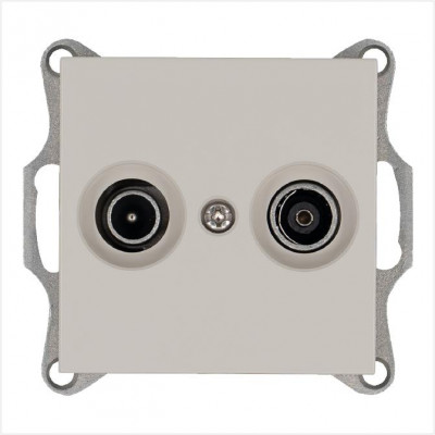 Розетка телевизионная оконечная TV + FM 2-м Ф9.5мм механизм тауп Jasmart G6204T