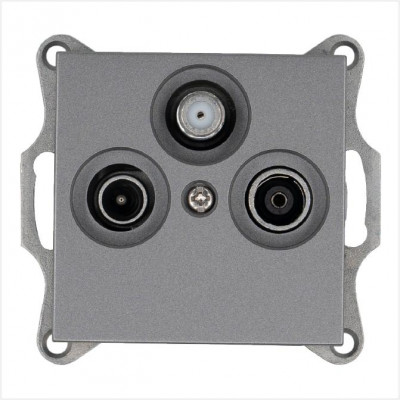 Розетка телевизионная оконечная TV + FM + SAT 3-м Ф9.5мм механизм алюм. Jasmart G6206S