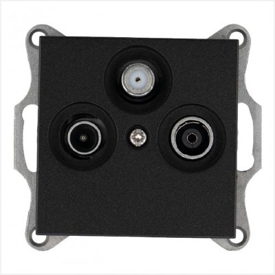 Розетка телевизионная оконечная TV + FM + SAT 3-м Ф9.5мм механизм антрацит Jasmart G6206B