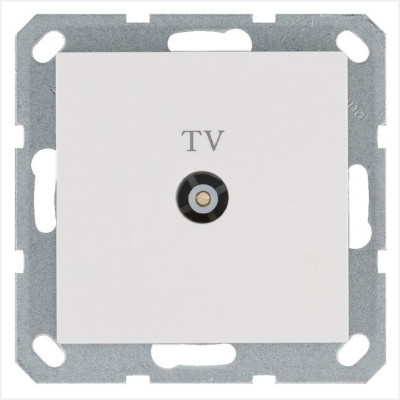 Розетка телевизионная оконечная TV Ф9.5мм механизм бел. глянцевый Jasmart G6001W
