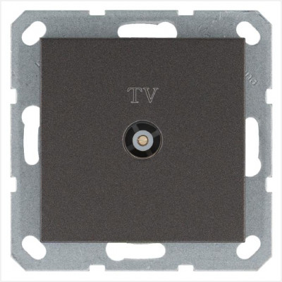 Розетка телевизионная оконечная TV Ф9.5мм механизм мокко Jasmart G6001Z