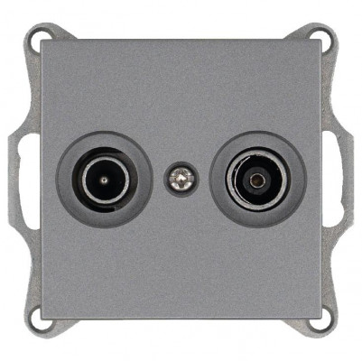 Розетка телевизионная проходная TV + FM 2-м Ф9.5мм механизм алюм. Jasmart G6205S