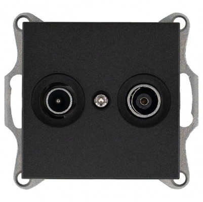 Розетка телевизионная проходная TV + FM 2-м Ф9.5мм механизм антрацит Jasmart G6205B