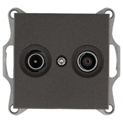 Розетка телевизионная проходная TV + FM 2-м Ф9.5мм механизм мокко Jasmart G6205Z