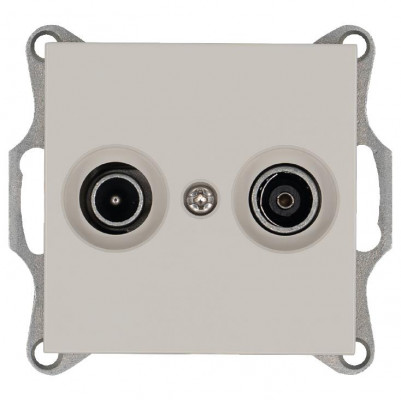 Розетка телевизионная проходная TV + FM 2-м Ф9.5мм механизм тауп Jasmart G6205T