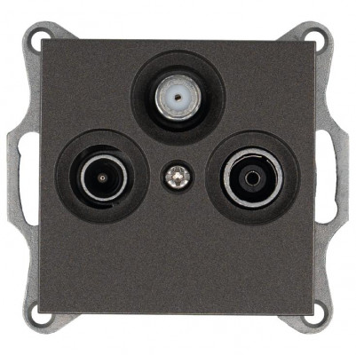 Розетка телевизионная проходная TV + FM + SAT 3-м Ф9.5мм механизм мокко Jasmart G6207Z